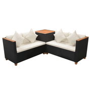 vidaXL 4 Piece Garden Lounge Set with Cushions Poly Rattan Black Lucy And Phil Academy Lucy And Phil Academy