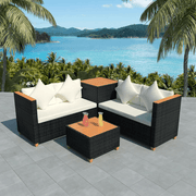 vidaXL 4 Piece Garden Lounge Set with Cushions Poly Rattan Black Lucy And Phil Academy Lucy And Phil Academy