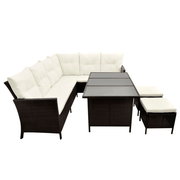 vidaXL 4 Piece Garden Lounge Set with Cushions Poly Rattan Brown Lucy And Phil Academy Lucy And Phil Academy