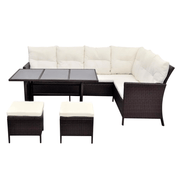 vidaXL 4 Piece Garden Lounge Set with Cushions Poly Rattan Brown Lucy And Phil Academy Lucy And Phil Academy