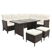 vidaXL 4 Piece Garden Lounge Set with Cushions Poly Rattan Brown Lucy And Phil Academy Lucy And Phil Academy