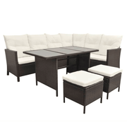 vidaXL 4 Piece Garden Lounge Set with Cushions Poly Rattan Brown Lucy And Phil Academy Lucy And Phil Academy
