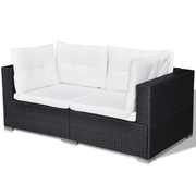 vidaXL 5 Piece Garden Lounge Set with Cushions Poly Rattan Black Lucy And Phil Academy Lucy And Phil Academy