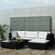 vidaXL 5 Piece Garden Lounge Set with Cushions Poly Rattan Black Lucy And Phil Academy Lucy And Phil Academy