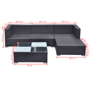 vidaXL 5 Piece Garden Lounge Set with Cushions Poly Rattan Black Lucy And Phil Academy Lucy And Phil Academy