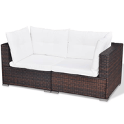 vidaXL 5 Piece Garden Lounge Set with Cushions Poly Rattan Brown Lucy And Phil Academy Lucy And Phil Academy