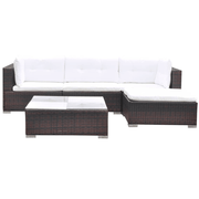 vidaXL 5 Piece Garden Lounge Set with Cushions Poly Rattan Brown Lucy And Phil Academy Lucy And Phil Academy