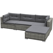 vidaXL 5 Piece Garden Lounge Set with Cushions Poly Rattan Grey Lucy And Phil Academy Lucy And Phil Academy