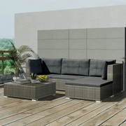 vidaXL 5 Piece Garden Lounge Set with Cushions Poly Rattan Grey Lucy And Phil Academy Lucy And Phil Academy