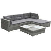vidaXL 5 Piece Garden Lounge Set with Cushions Poly Rattan Grey Lucy And Phil Academy Lucy And Phil Academy