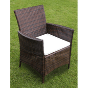 vidaXL 5 Piece Outdoor Dining Set with Cushions Poly Rattan Brown Lucy And Phil Academy Lucy And Phil Academy