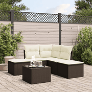 vidaXL 6 Piece Garden Sofa Set with Cushions Brown Poly Rattan Lucy And Phil Academy Lucy And Phil Academy