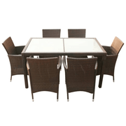 vidaXL 7 Piece Outdoor Dining Set with Cushions Poly Rattan Brown Lucy And Phil Academy Lucy And Phil Academy