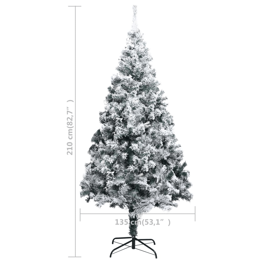 vidaXL Artificial Christmas Tree with Flocked Snow Green 210 cm PVC Lucy And Phil Academy Lucy And Phil Academy