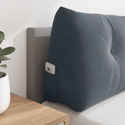 vidaXL Back Pillow Dark Grey 140 x 24 x 50 cm Velvet Lucy And Phil Academy Lucy And Phil Academy