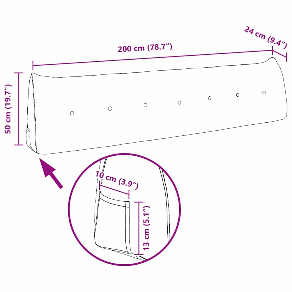 vidaXL Back Pillow Light Green 200 x 24 x 50 cm Velvet Lucy And Phil Academy Lucy And Phil Academy