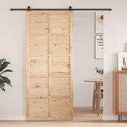 vidaXL Barn Door Brown 100 x 210 cm Solid pine wood Lucy And Phil Academy Lucy And Phil Academy