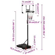 vidaXL Basketball Stand Transparent 216 - 250 cm Polycarbonate Lucy And Phil Academy Lucy And Phil Academy