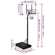vidaXL Basketball Stand Transparent 256 - 361 cm Polycarbonate Lucy And Phil Academy Lucy And Phil Academy