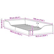 vidaXL Bed Frame Wax Brown 90 x 190 cm Solid Pine Wood Lucy And Phil Academy Lucy And Phil Academy