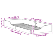 vidaXL Bed Frame White 90 x 220 cm Solid Pine Wood Lucy And Phil Academy Lucy And Phil Academy