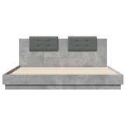 vidaXL Bed Frame with LED without Mattress Concrete Grey 200x200 cm Lucy And Phil Academy Lucy And Phil Academy