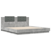 vidaXL Bed Frame with LED without Mattress Concrete Grey 200x200 cm Lucy And Phil Academy Lucy And Phil Academy