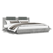 vidaXL Bed Frame with LED without Mattress Concrete Grey 200x200 cm Lucy And Phil Academy Lucy And Phil Academy
