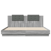 vidaXL Bed Frame with LED without Mattress Grey Sonoma 200x200 cm Lucy And Phil Academy Lucy And Phil Academy