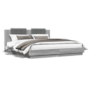 vidaXL Bed Frame with LED without Mattress Grey Sonoma 200x200 cm Lucy And Phil Academy Lucy And Phil Academy