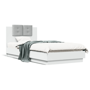 vidaXL Bed Frame with LED without Mattress White 100x200 cm Lucy And Phil Academy Lucy And Phil Academy