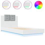 vidaXL Bed Frame with LED without Mattress White 100x200 cm Lucy And Phil Academy Lucy And Phil Academy