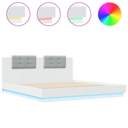 vidaXL Bed Frame with LED without Mattress White 160x200 cm Lucy And Phil Academy Lucy And Phil Academy