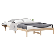 vidaXL Bed Frame with Side Tables Natural 160 x 220 cm Solid Pine Wood Lucy And Phil Academy Lucy And Phil Academy