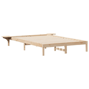 vidaXL Bed Frame with Side Tables Natural 160 x 220 cm Solid Pine Wood Lucy And Phil Academy Lucy And Phil Academy