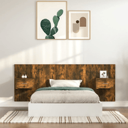 vidaXL Bed Headboard with Cabinets Smoked Oak Engineered Wood Lucy And Phil Academy Lucy And Phil Academy