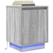 vidaXL Bedside Cabinet with LED Lights Grey Sonoma 38x34x50 cm Lucy And Phil Academy Lucy And Phil Academy