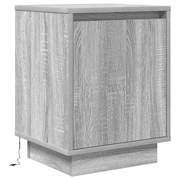 vidaXL Bedside Cabinet with LED Lights Grey Sonoma 38x34x50 cm Lucy And Phil Academy Lucy And Phil Academy