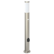 vidaXL Bollard Light with Sensor&Outlet 80 cm Stainless Steel IP44 Lucy And Phil Academy Lucy And Phil Academy