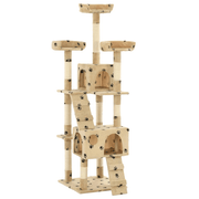 vidaXL Cat Tree with Sisal Scratching Posts 170 cm Paw Prints Beige Lucy And Phil Academy Lucy And Phil Academy