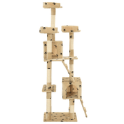 vidaXL Cat Tree with Sisal Scratching Posts 170 cm Paw Prints Beige Lucy And Phil Academy Lucy And Phil Academy