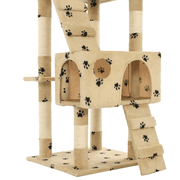 vidaXL Cat Tree with Sisal Scratching Posts 170 cm Paw Prints Beige Lucy And Phil Academy Lucy And Phil Academy