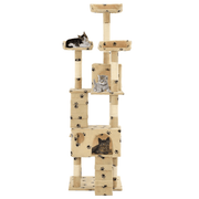 vidaXL Cat Tree with Sisal Scratching Posts 170 cm Paw Prints Beige Lucy And Phil Academy Lucy And Phil Academy