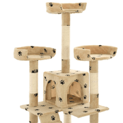 vidaXL Cat Tree with Sisal Scratching Posts 170 cm Paw Prints Beige Lucy And Phil Academy Lucy And Phil Academy