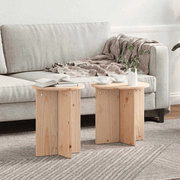 vidaXL Coffee Table 2 pcs Natural 41.5 x 41.5 x 41 cm Solid pine wood Lucy And Phil Academy Lucy And Phil Academy