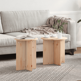 vidaXL Coffee Table 2 pcs Natural 41.5 x 41.5 x 41 cm Solid pine wood Lucy And Phil Academy Lucy And Phil Academy
