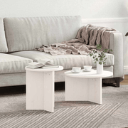 vidaXL Coffee Table 2 pcs White 49 x 49 x 28 cm Solid Pine wood Lucy And Phil Academy Lucy And Phil Academy