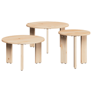 vidaXL Coffee Table 3 pcs Natural 47.5 x 47.5 x 27 cm Solid pine wood Lucy And Phil Academy Lucy And Phil Academy