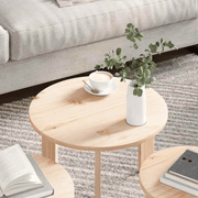 vidaXL Coffee Table 3 pcs Natural 47.5 x 47.5 x 27 cm Solid pine wood Lucy And Phil Academy Lucy And Phil Academy