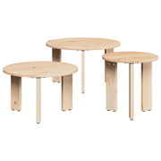 vidaXL Coffee Table 3 pcs Natural 47.5 x 47.5 x 27 cm Solid pine wood Lucy And Phil Academy Lucy And Phil Academy